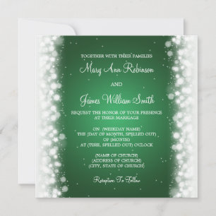 Invitation Élégant mariage magique Étincelle verte