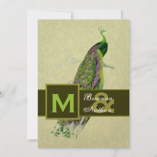 Invitation Élégant Mariage métallurgique vert de paon