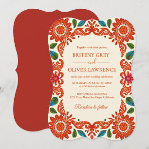 Invitation Élégant mariage mexicain Papel Picado en terre cui