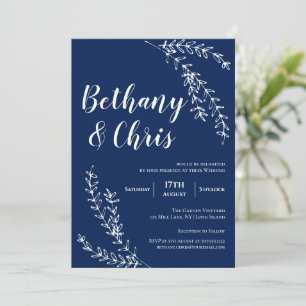 Invitation Élégant Mariage minimaliste de vol bleu marine