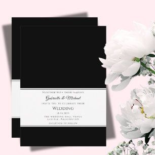 Invitation Élégant Mariage Minimaliste Moderne Noir et Blanc