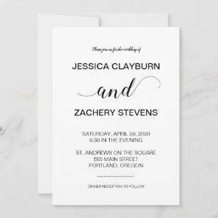Invitation Élégant Mariage minimaliste noir et blanc