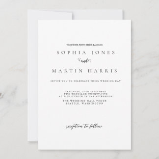 Invitation Élégant Mariage minimaliste noir et blanc