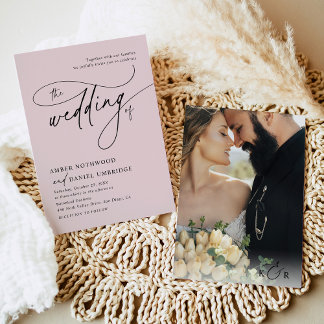 Invitation Élégant Mariage minimaliste rose pâle