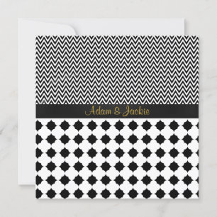 Invitation ELÉGANT & MARIAGE MODERNE Black White Gold
