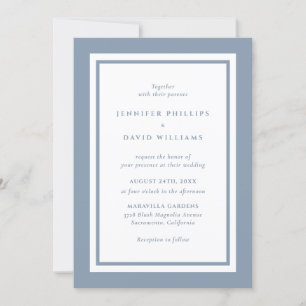 Invitation Élégant Mariage moderne Dusty Blue