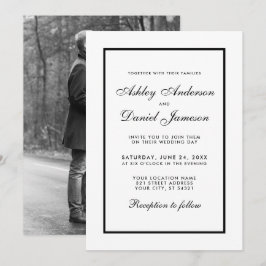 Invitation Elégant Mariage moderne Inviter Photo Noir & Blanc