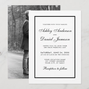 Invitation Elégant Mariage moderne Inviter Photo Noir & Blanc