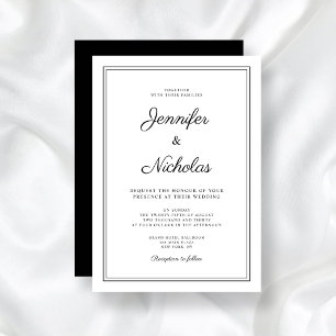 Invitation Élégant Mariage moderne noir et blanc