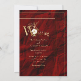 Invitation Élégant Mariage moderne Red Gold