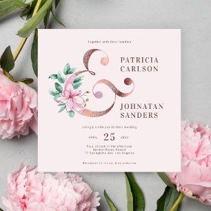 Invitation Elégant mariage moderne rose rose rose rose rose r