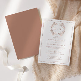 Invitation Élégant Mariage Monogram Terracota