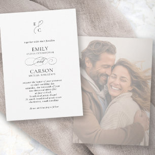 Invitation Élégant mariage Monogramme Logo photo moderne défr