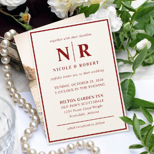 Invitation Élégant Mariage Monogramme Mariage et Initiales de