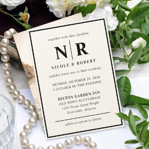 Invitation Élégant Mariage Monogramme Mariage et Initiales de