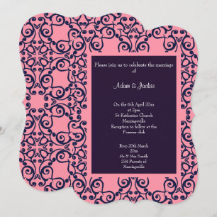 Invitation Élégant MARIAGE Motif Abstrait de la Marine rose