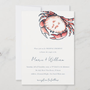 Invitation Élégant Mariage nautique de crabe sous-marin de la