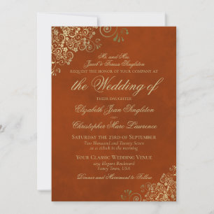 Invitation Elégant Mariage officiel Burnt or Rust Orange & Go