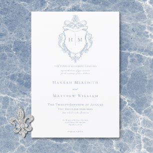 Invitation Élégant mariage oiseau et armoiries en chinoiserie