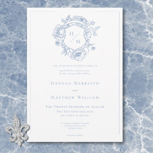Invitation Élégant Mariage Oiseau et Blason de style Chinoise