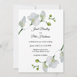 Invitation Elégant Mariage orchidées blanches
