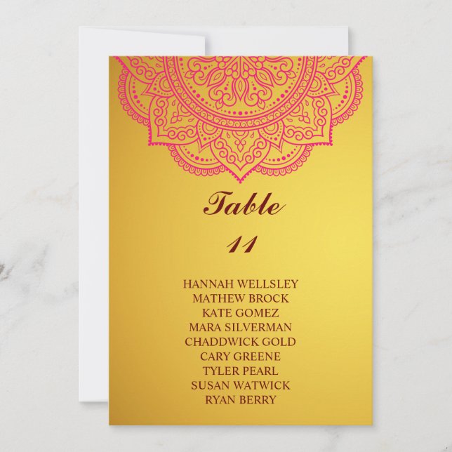 Invitation Élégant Mariage Paisley Or Plan de siège Invitat (Devant)