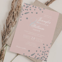 Invitation Elégant Mariage Parties scintillant Argent Confett