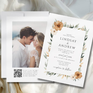 Invitation Élégant Mariage Photo de Cuivre et de Botanique Te