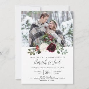 Invitation Élégant Mariage photo d'hiver de Noël