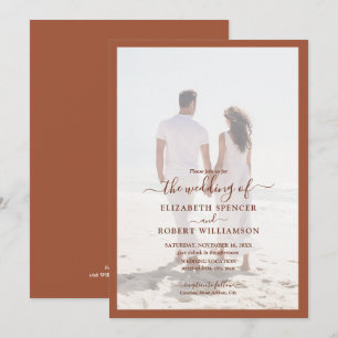 Invitation Élégant Mariage photo en terre cuite
