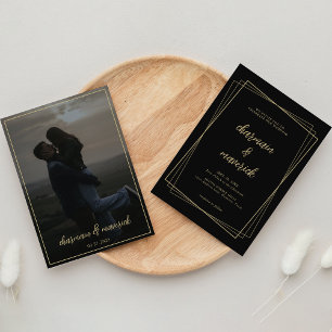 Invitation Elegant Mariage photo Geo Frame