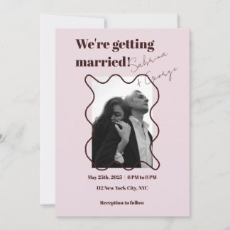 Invitation Élégant Mariage photo moderne rétro