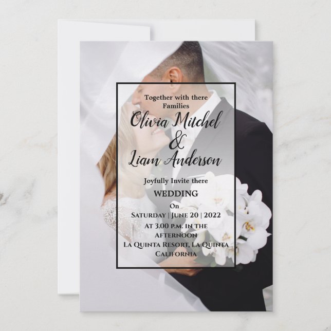 Invitation Élégant Mariage photo personnalisé (Devant)