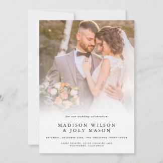 Invitation Élégant Mariage Photo script noir