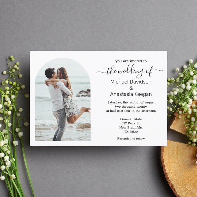 Invitation élégant mariage photo simple script (Créateur téléchargé)