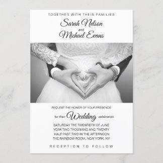 Invitation Élégant Mariage photo traditionnel noir et blanc