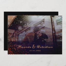 Invitation Élégant Mariage photo Wavy Burgundy Overlay