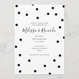 Invitation Élégant Mariage Pois noir et blanc