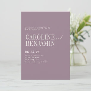 Invitation Élégant mariage poussiéreux violet formel Serif sc