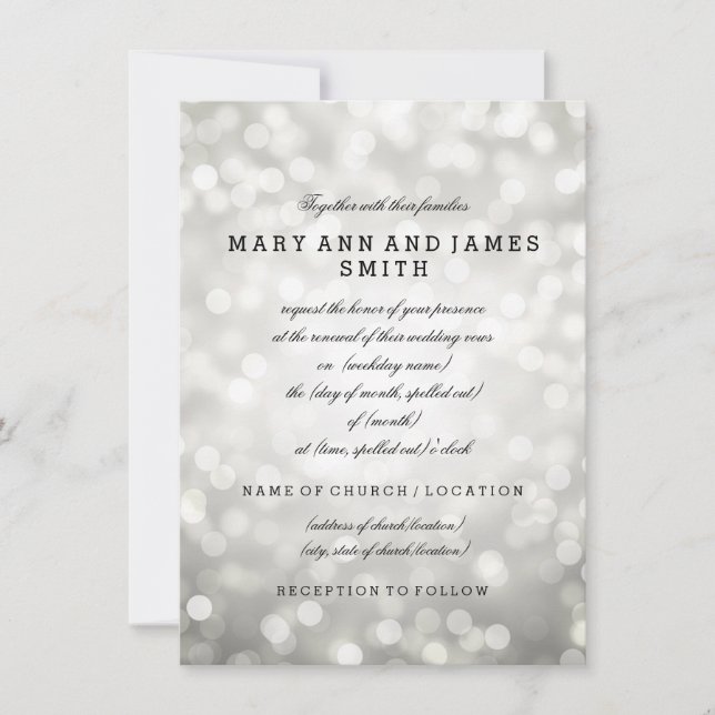 Invitation Élégant mariage Renouveau Vow Parties scintillant  (Devant)