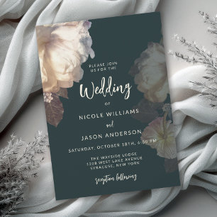 Invitation Élégant Mariage romantique floral foncé