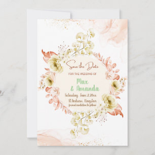 Invitation Elégant mariage rose floral sauvez l'invitation du