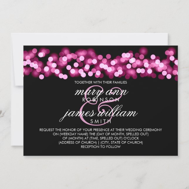 Invitation Elégant mariage rose Hollywood Glam (Devant)