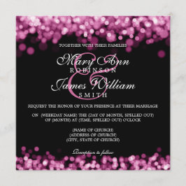 Invitation Élégant Mariage Rose Lumières