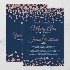 Invitation Elégant mariage Rose Parties scintillant or Confet
