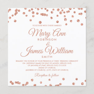 Invitation Elégant mariage Rose Parties scintillant or Confet