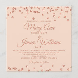 Invitation Elégant mariage Rose Parties scintillant or Confet