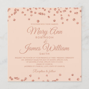 Invitation Elégant mariage Rose Parties scintillant or Confet