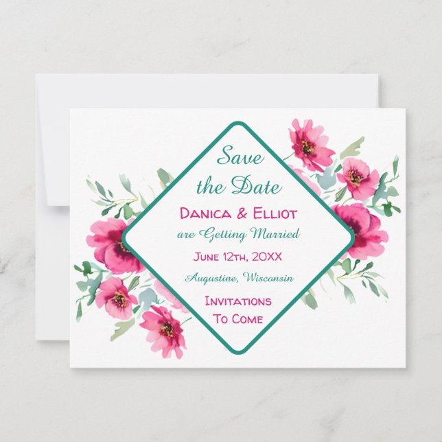 Invitation Élégant mariage rose rose de printemps Enregistrer (Devant)