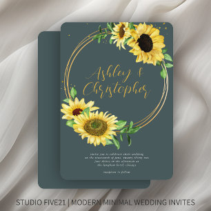Invitation Élégant Mariage rustique Tournesol Ardoise gris